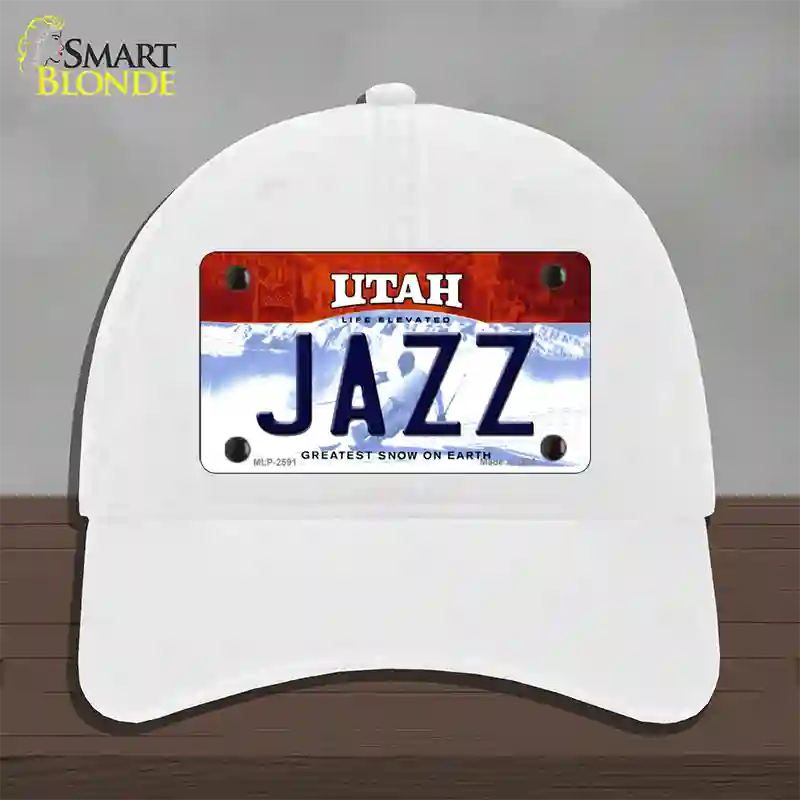 Jazz Utah State Novelty License Plate Hat Unconstructed Cotton / White