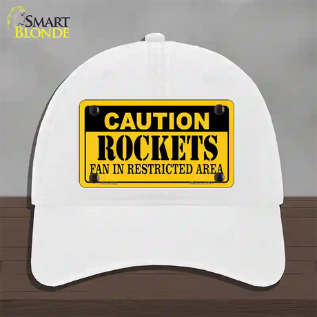 Caution Rockets Fan Novelty License Plate Hat Unconstructed Cotton / White