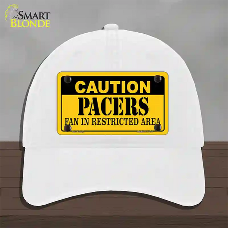 Caution Pacers Novelty License Plate Hat Unconstructed Cotton / White