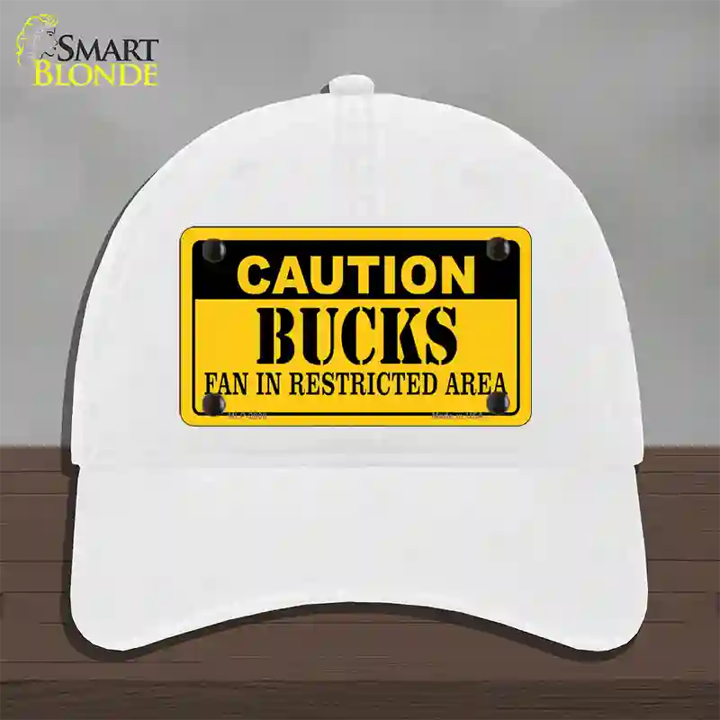 Caution Bucks Fan Novelty License Plate Hat Unconstructed Cotton / White