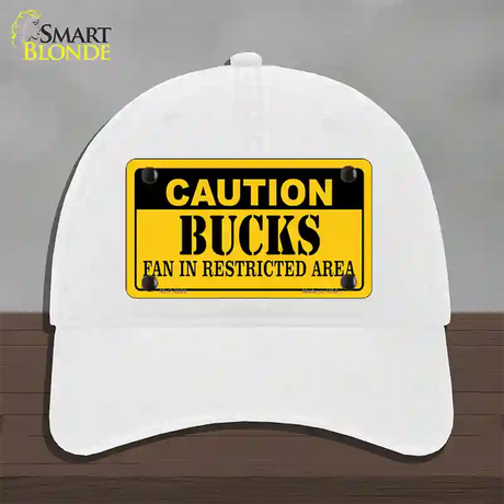 Caution Bucks Fan Novelty License Plate Hat Unconstructed Cotton / White