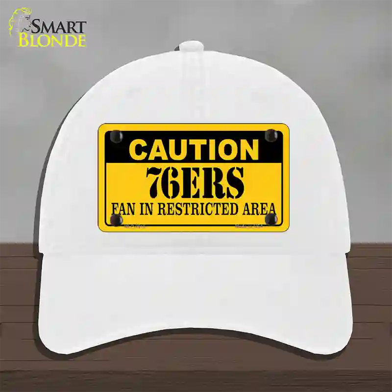 Caution 76ers Fan Novelty License Plate Hat Unconstructed Cotton / White