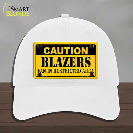 Caution Blazers Fan Novelty License Plate Hat Unconstructed Cotton / White