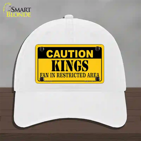 Caution Kings Fan Novelty License Plate Hat Unconstructed Cotton / White