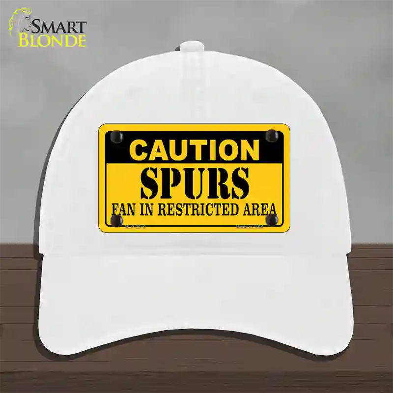 Caution Spurs Fan Novelty License Plate Hat Unconstructed Cotton / White