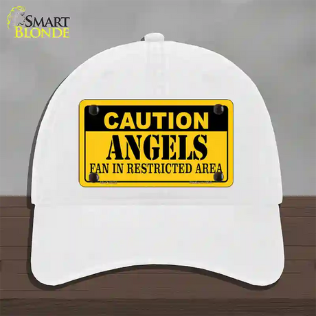 Caution Angels Fan Novelty License Plate Hat Unconstructed Cotton / White