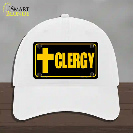 Clergy Vanity Novelty License Plate Hat Unconstructed Cotton / White