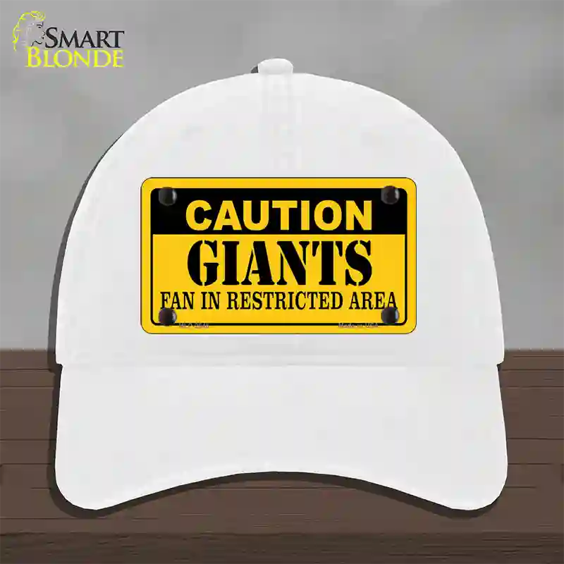 Caution Giants Fan Novelty License Plate Hat Unconstructed Cotton / White