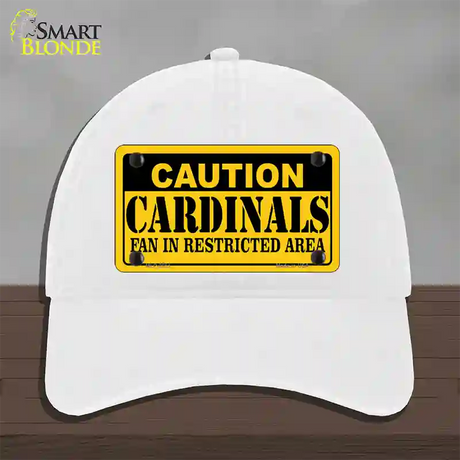 Caution Cardinals Fan Novelty License Plate Hat Unconstructed Cotton / White