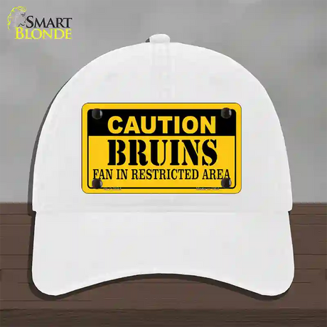 Caution Bruins Vanity Novelty License Plate Hat Unconstructed Cotton / White