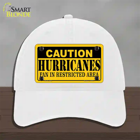 Caution Hurricanes Novelty License Plate Hat Unconstructed Cotton / White