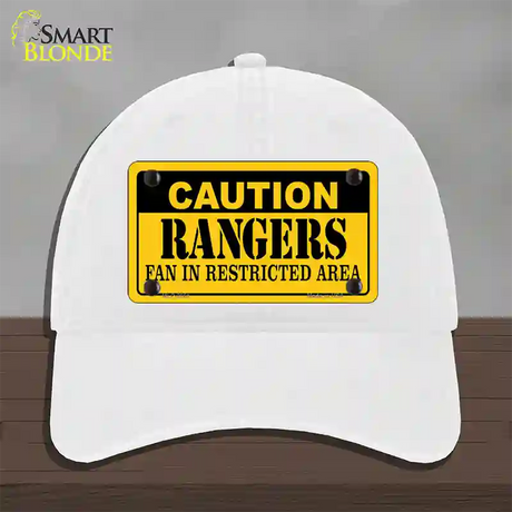 Caution Rangers Novelty License Plate Hat Unconstructed Cotton / White