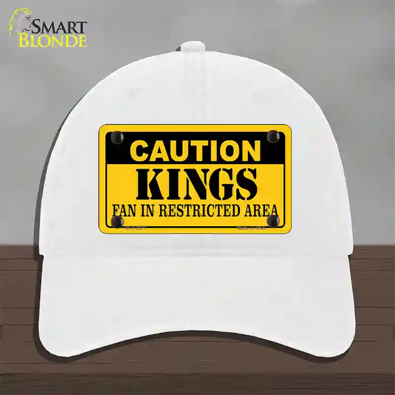 Caution Kings Novelty License Plate Hat Unconstructed Cotton / White