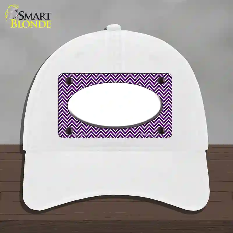 Purple White Chevon White Center Oval Novelty License Plate Hat Unconstructed Cotton / White