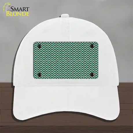 Green White Chevron Novelty License Plate Hat Unconstructed Cotton / White