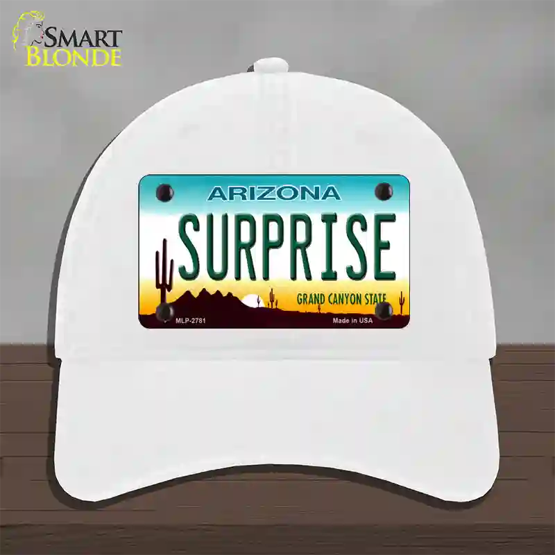 Surprise Arizona Novelty License Plate Hat Unconstructed Cotton / White