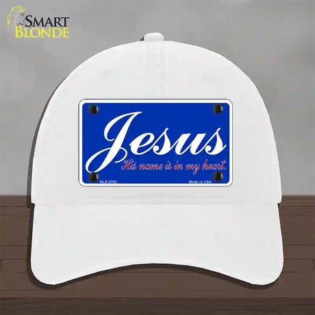 Jesus Blue Novelty License Plate Hat Unconstructed Cotton / White