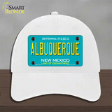 Albuquerque New Mexico Teal Novelty License Plate Hat Unconstructed Cotton / White