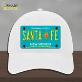 Santa Fe New Mexico Teal Novelty License Plate Hat Unconstructed Cotton / White