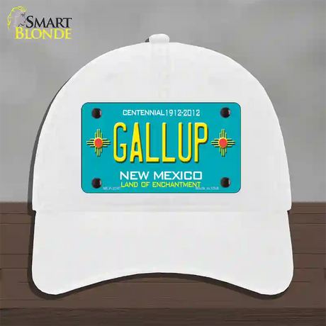 Gallup New Mexico Teal Novelty License Plate Hat Unconstructed Cotton / White