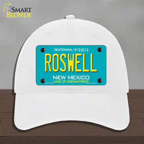 Roswell New Mexico Teal Novelty License Plate Hat Unconstructed Cotton / White