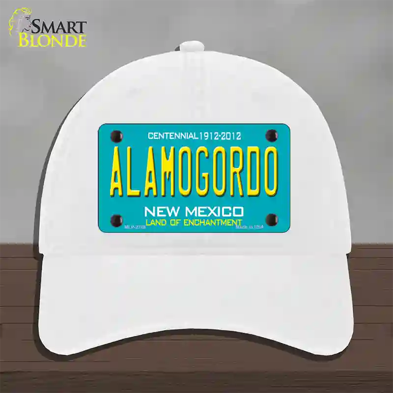 Alamogordo New Mexico Teal Novelty License Plate Hat Unconstructed Cotton / White