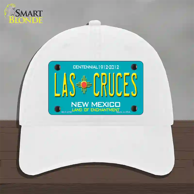 Las Cruces New Mexico Teal Novelty License Plate Hat Unconstructed Cotton / White