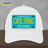 Carlsbad New Mexico Teal Novelty License Plate Hat Unconstructed Cotton / White