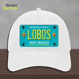 Lobos New Mexico Teal Novelty License Plate Hat Unconstructed Cotton / White