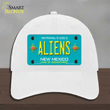 Aliens New Mexico Teal Novelty License Plate Hat Unconstructed Cotton / White