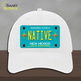 Native New Mexico Teal Novelty License Plate Hat Unconstructed Cotton / White