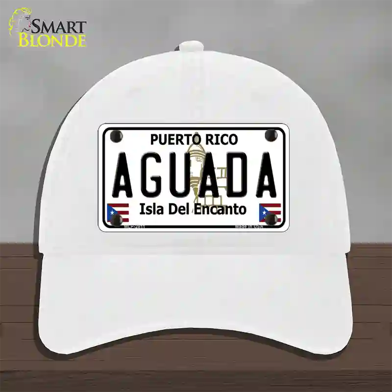 Aguada Puerto Rico Novelty License Plate Hat Unconstructed Cotton / White