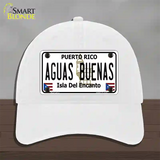 Aguas Buenas Puerto Rico Novelty License Plate Hat Unconstructed Cotton / White