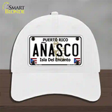 Anasco Puerto Rico Novelty License Plate Hat Unconstructed Cotton / White