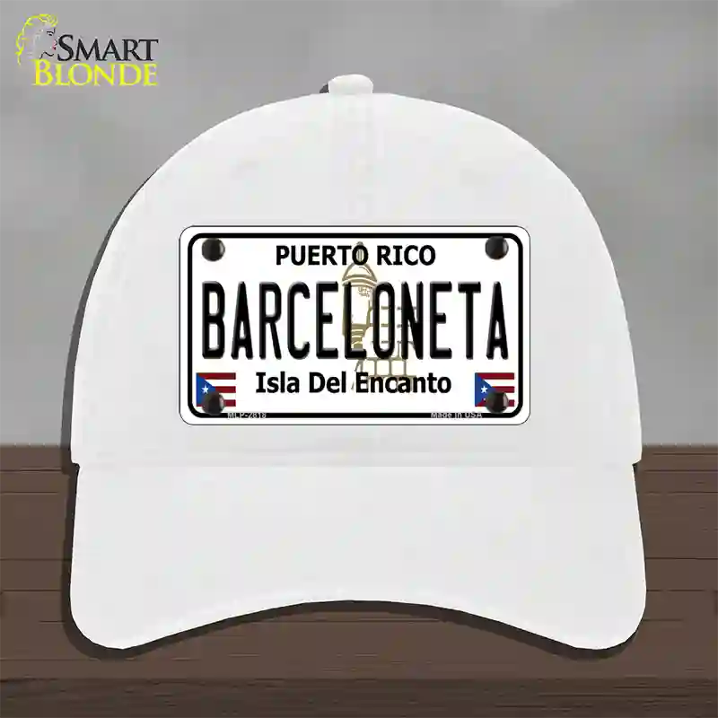 Barceloneta Novelty License Plate Hat Unconstructed Cotton / White