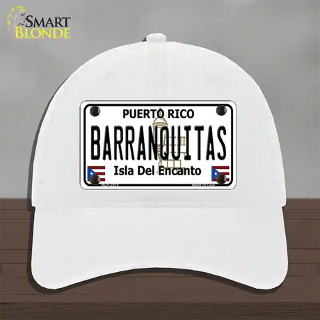 Barranquitas Novelty License Plate Hat Unconstructed Cotton / White