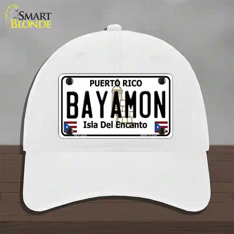 Bayamon Novelty License Plate Hat Unconstructed Cotton / White