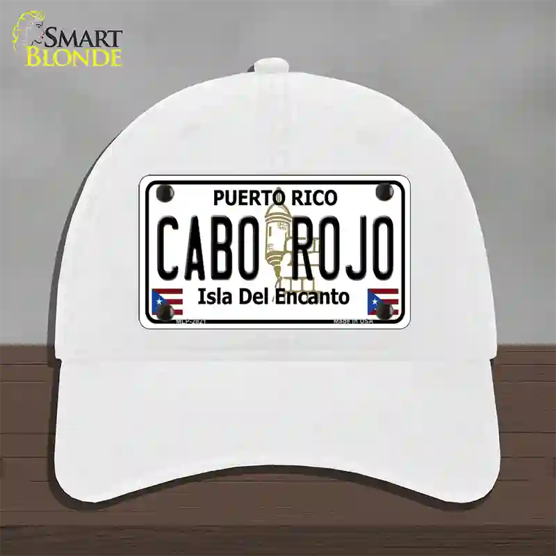 Cabo Rojo Novelty License Plate Hat Unconstructed Cotton / White