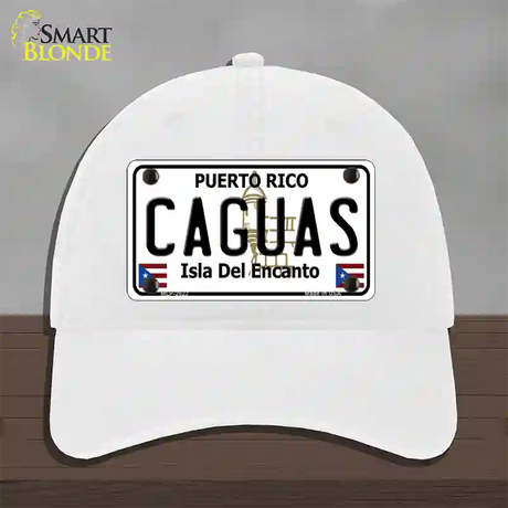 Caguas Novelty License Plate Hat Unconstructed Cotton / White