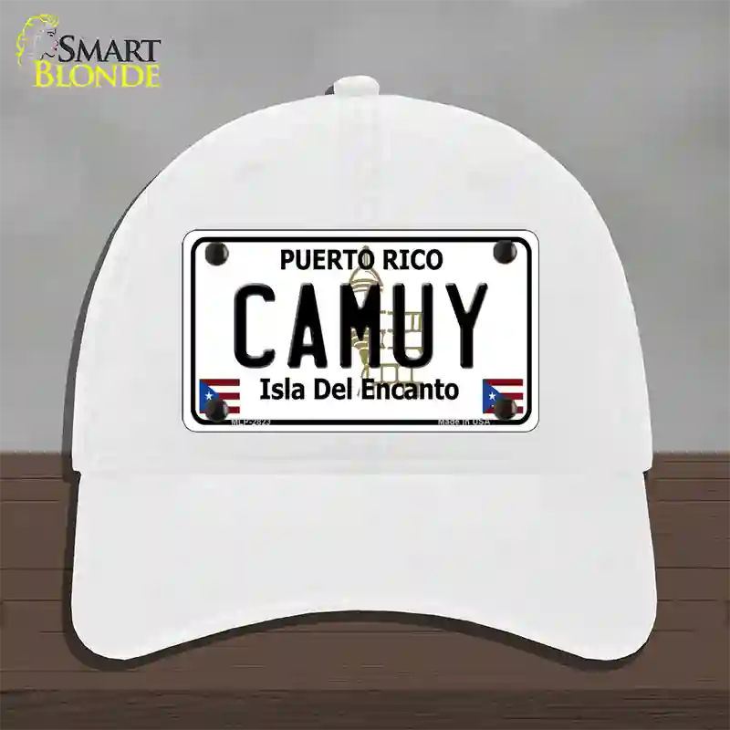 Camuy Novelty License Plate Hat Unconstructed Cotton / White