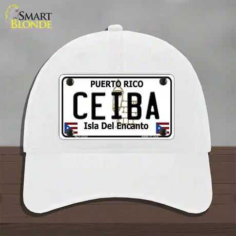 Ceiba Novelty License Plate Hat Unconstructed Cotton / White