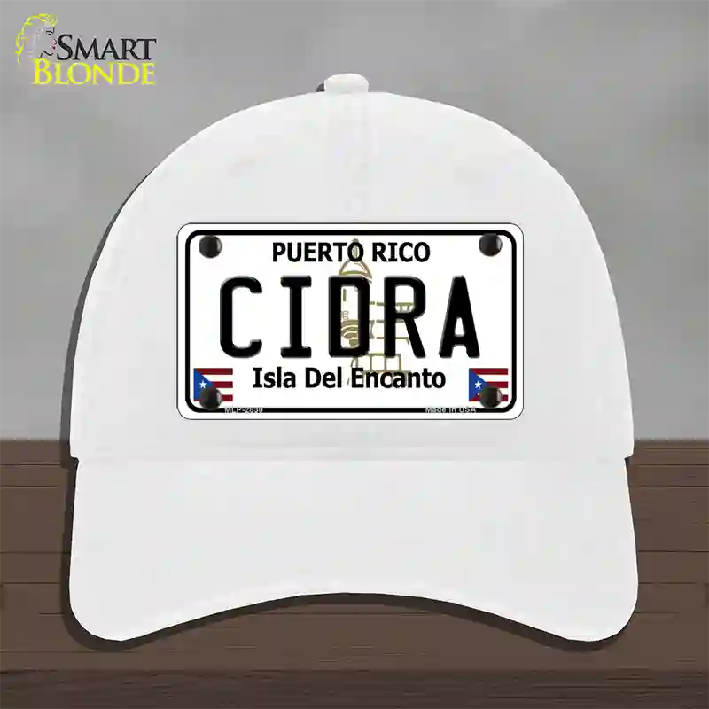 Cidra Novelty License Plate Hat Unconstructed Cotton / White