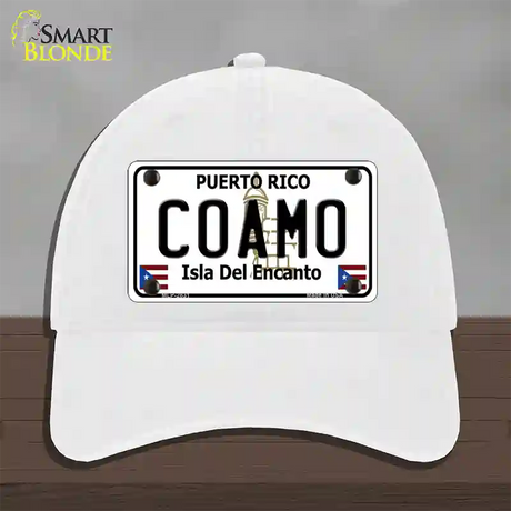 Coamo Novelty License Plate Hat Unconstructed Cotton / White