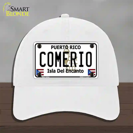 Comerio Novelty License Plate Hat Unconstructed Cotton / White