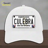 Culebra Novelty License Plate Hat Unconstructed Cotton / White