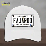 Fajardo Novelty License Plate Hat Unconstructed Cotton / White