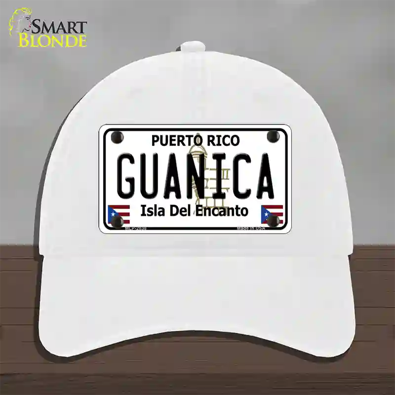 Guanica Puerto Rico Novelty License Plate Hat Unconstructed Cotton / White