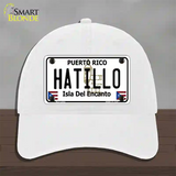 Hatillo Puerto Rico Novelty License Plate Hat Unconstructed Cotton / White