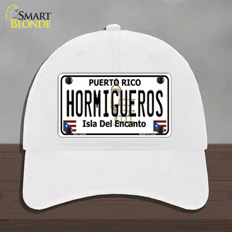 Hormiguesros Puerto Rico Novelty License Plate Hat Unconstructed Cotton / White