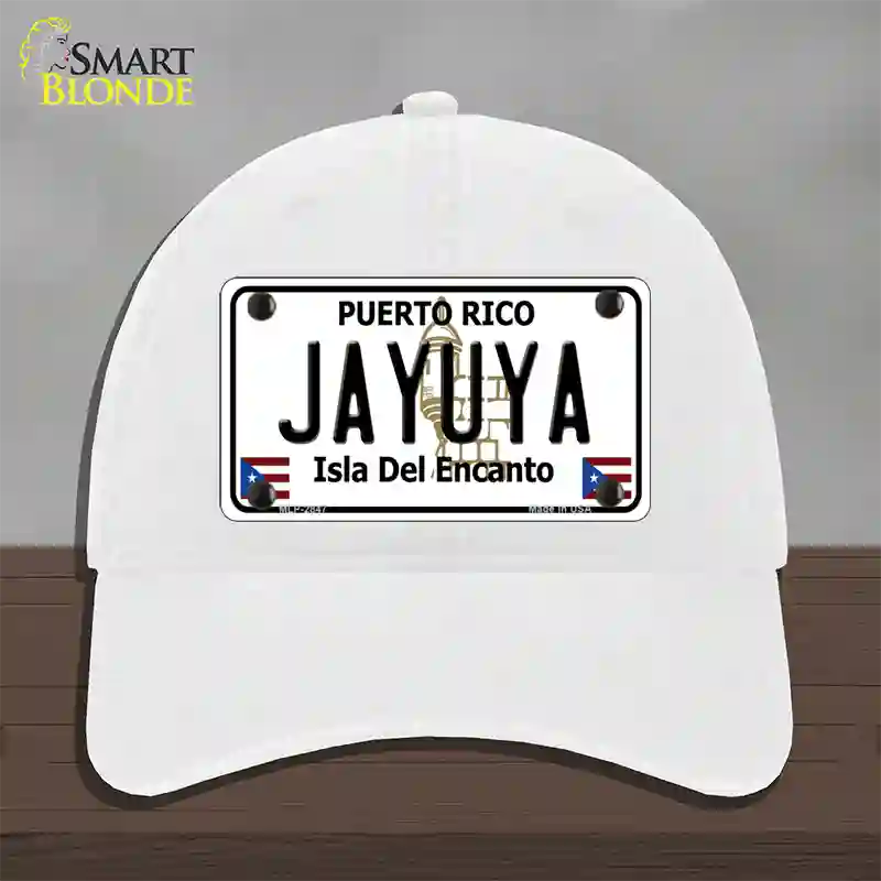 Jayuya Puerto Rico Novelty License Plate Hat Unconstructed Cotton / White